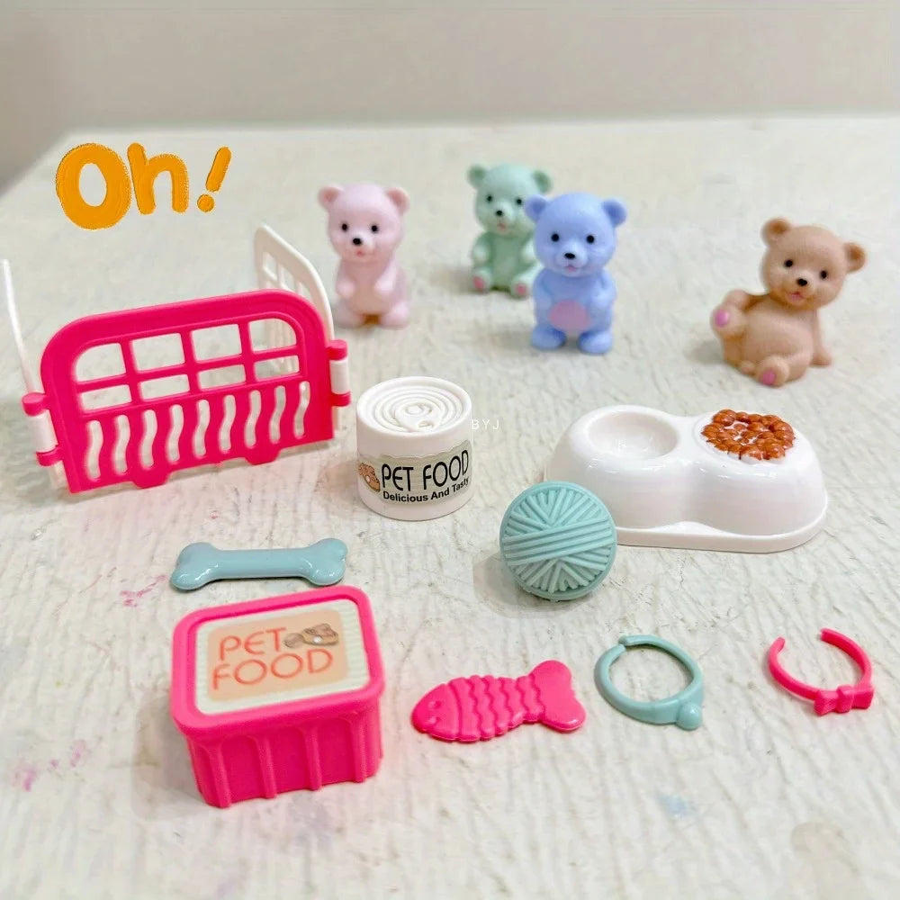 Maison de jeu pour enfants, jouets pour animaux de compagnie, ours en peluche, salles de bains pour animaux de compagnie, jouets familiaux, jouets de scène pour petites filles, cadeaux pour enfants
