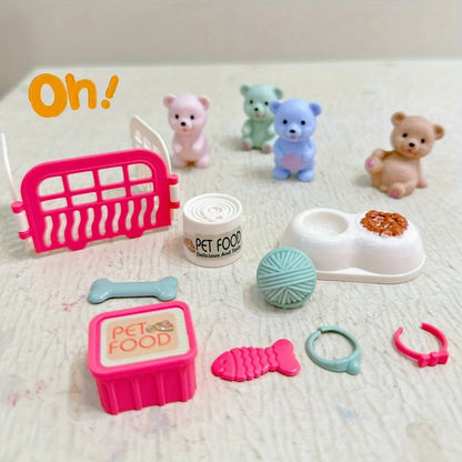 Maison de jeu pour enfants, jouets pour animaux de compagnie, ours en peluche, salles de bains pour animaux de compagnie, jouets familiaux, jouets de scène pour petites filles, cadeaux pour enfants
