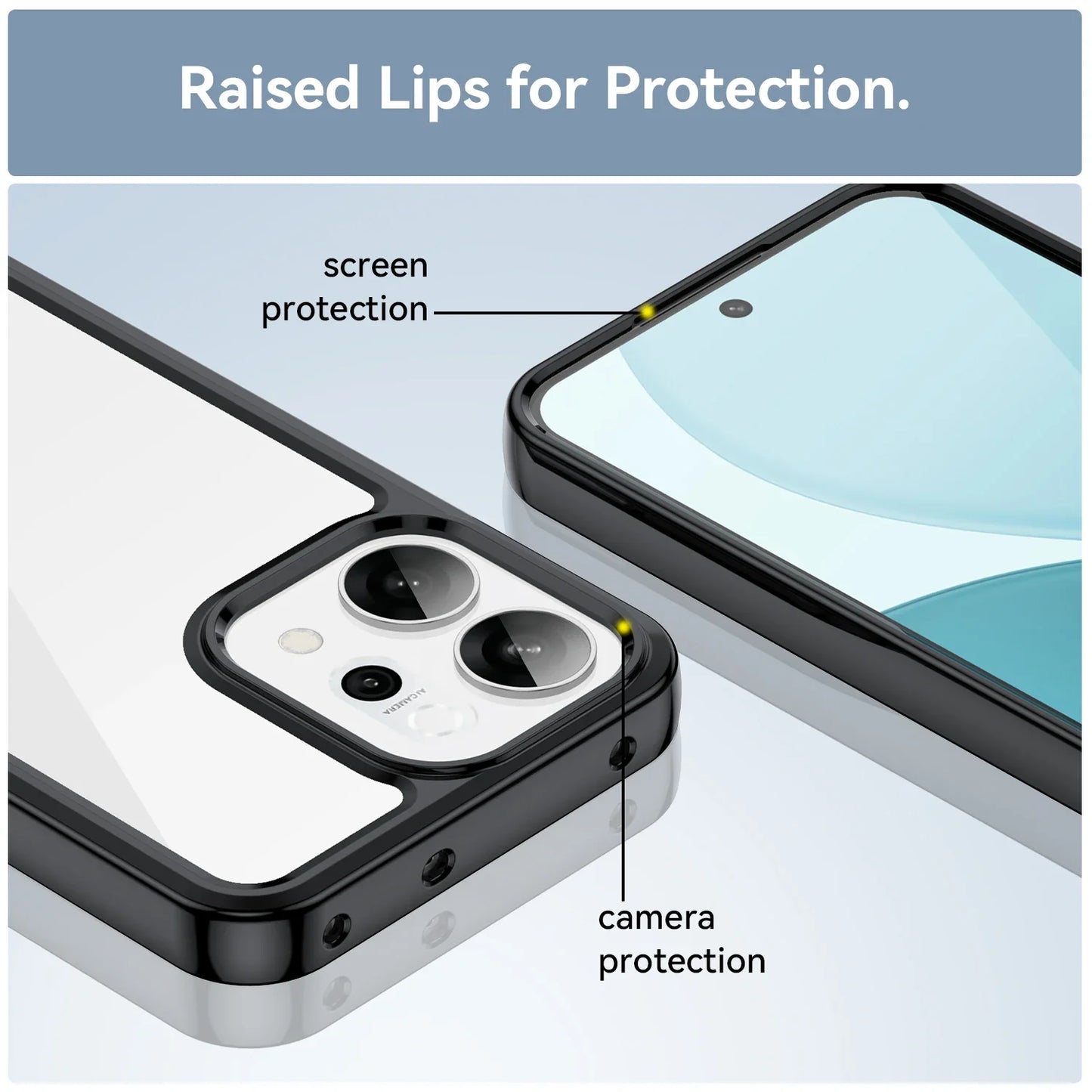 Pour la coque OPPO Reno14 F, coque Reno 14 F, Fundas Coque, cadre souple translucide rigide, antichoc, coque arrière transparente OPPO Reno 14F