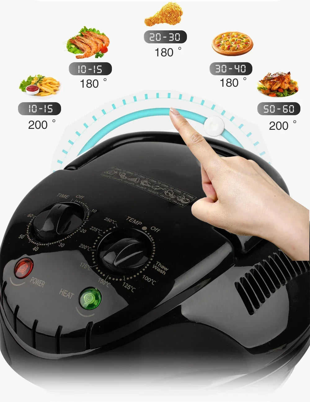 12L Air Fryer, 1400W Electric Hot fryer Oven Oilless Cooker with Touch Control & Nonstick Basket & Visible Window, Family Size