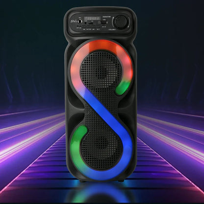 Bluetooth-Compatible Speaker Karaoke Speaker with RGB Light Portable Boombox USB/TF Outdoor Speaker Remote Control for Karaoke