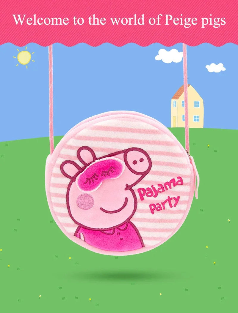 Peppa Pig Crossbody Bag Stereoscopic Doll Backpack Anime Knapsack Plush Coin Purse Toys George Round Pocketbook Children's Gifts