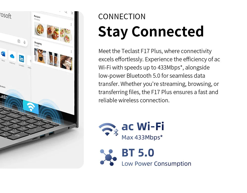 Teclast F17 Plus 2025 Laptop 17.3 inch Intel N150 Computer 16GB RAM 512GB SSD Windows 11 Pro 180° Flip Laptops mini-HDMI USB3.2