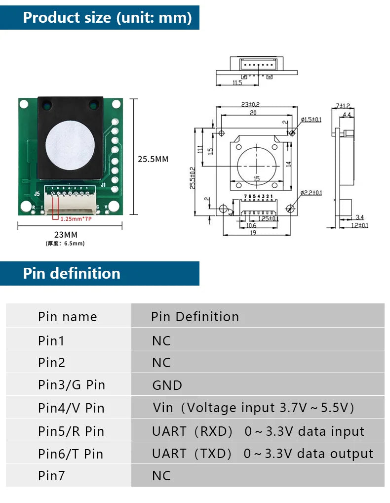 UART Sortie Électrochimique Hydrogène Coupes suspicion H2S Capteur Tech 0-100PPM H2S Gaz Capteur SC05-H2S