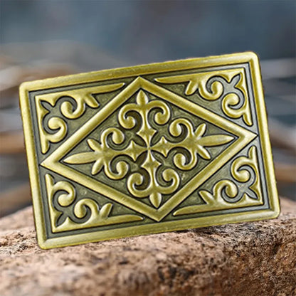 1 square oval three-dimensional cross pattern buckle, personality western simple men's novelty belt buckle