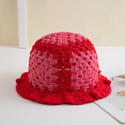 Chapeau seau à volants en Crochet coloré, chaud et extensible, en tricot, pour célébration du nouvel an, mode femme, bonnet fait à la main, outil tentacule