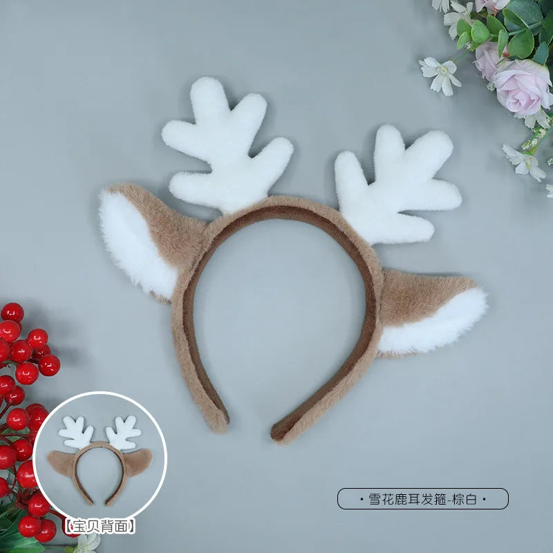 Bandeau en bois de cerf pour femmes adultes, oreilles mignonnes en cornes de renne pour costumes de noël, fournitures de Cosplay