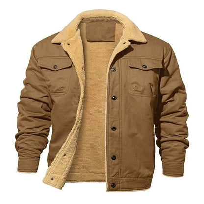 2025 Fashion Fleeced Jacket for Men Solid Color Thick Warm Outwear Tops Quality Autumn Winter Casual Coats Black Men's Jackets