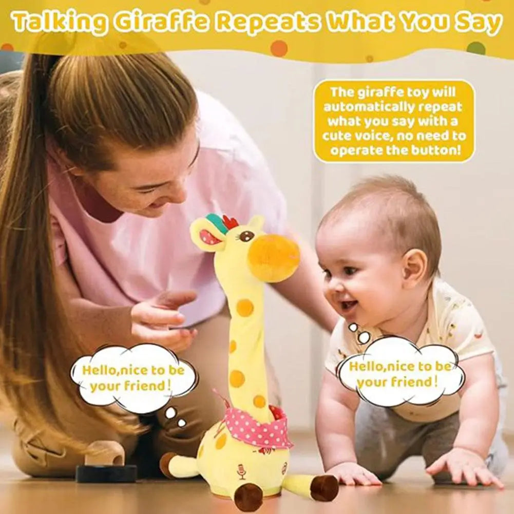Electric Singing Dancing Giraffe Toy With Light & Voice Recording, Swing Motion Interactive Plush Animal For Kids Gift