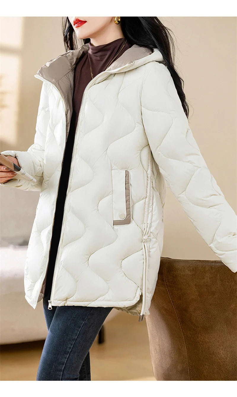 2024 New Winter Jacket Parkas Women Coat Fur Collar Hooded Overcoat Female Jacket Parka Thick Warm Cotton Padded Outwear