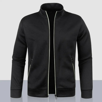 Stand Collar Long Sleeves Pockets Zipper Placket Sweatshirt Coat Men Spring Autumn Solid Color Plus Size Sport Outerwear