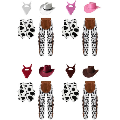Costumes de Cowboy Western pour Enfants, Tenue de Cowboy pour Bol et Garçons, Chaps Pantalon avec Glaand Bandana Chapeau, Cowgirls fur s Up, ixd'Halloween