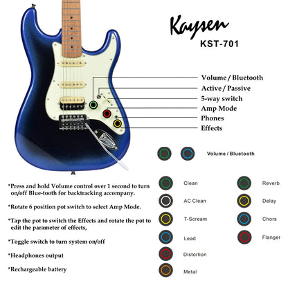 Rechargeable Connected Smart Electric Guitar with Built-in Effects