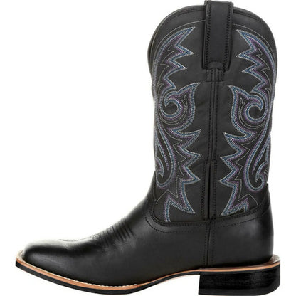 Bottes de cowboy Western pour hommes Noir Marron PU Cuir Bottes Rétro Hommes Rading Bottes Hommes Brodé Mi-Mollet Moto Bottes Taille 48