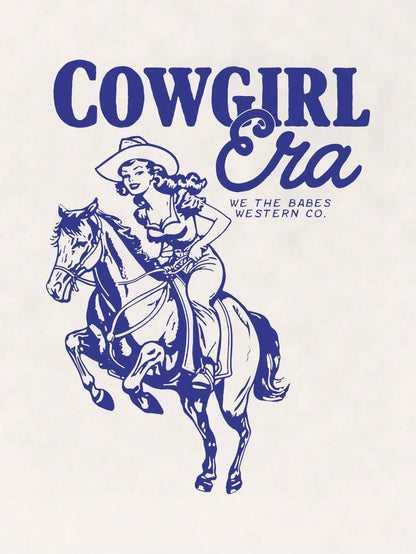 Cowgirl Graphic Cartoon Slogan Women Cotton Tshirt Cartoon  Fashion Brand Summer Round Neck Short Sleeve Basic Top Casual Tee