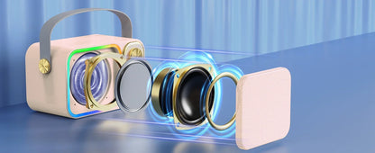 Bluetooth Speaker Accessory Portable RGB LED Light Karaoke With 1-2 Wireless Microphones Effects HIFI Stereo Surround Voice