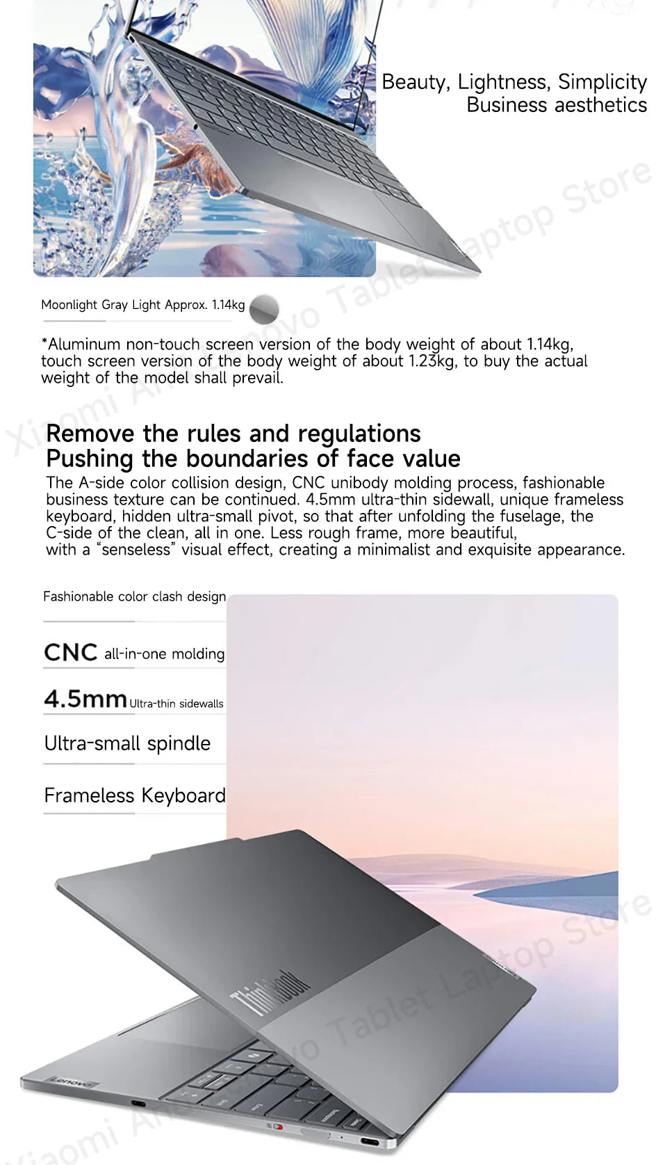 PC portable Lenovo Thinkbook X 2024 AI 13,5" 2,8K 120Hz Intel Core Ultra 5 125H/Ultra 9 185H 16G/32GB RAM 8400MHz PCIE4.0