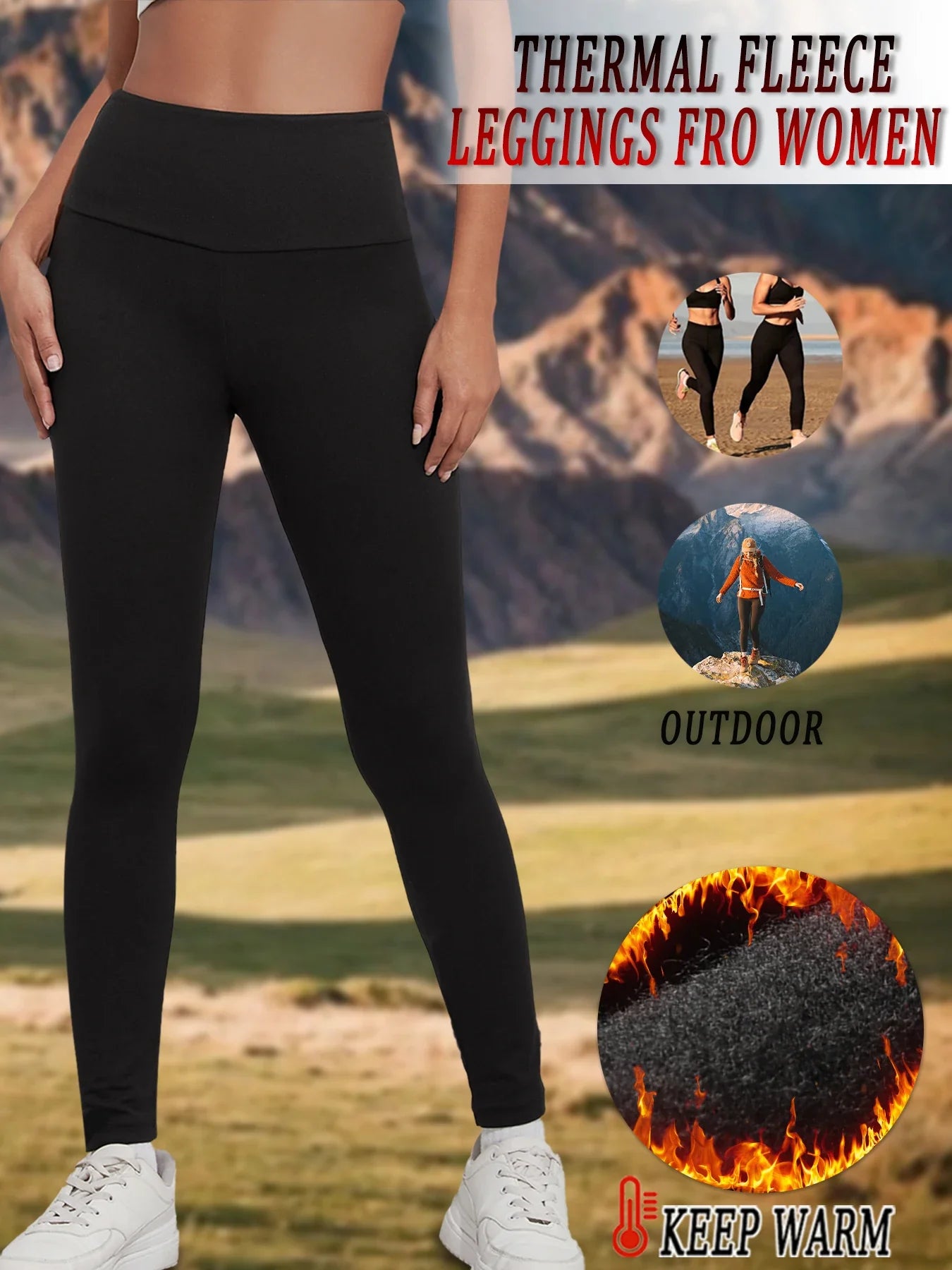 Leggings taille haute doublés en polaire thermique pour femme. Collants chauds et épais pour l'entraînement, pantalons de yoga doux, hiver