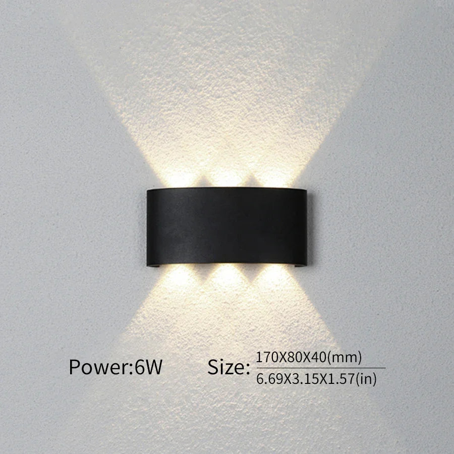 Mur LED lumière extérieure intérieure 2W 4W 6W 8W 10W AC85-265V haut vers le bas blanc noir lumière moderne pour maison jardin chambre couloir
