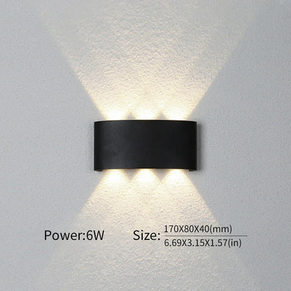 Mur LED lumière extérieure intérieure 2W 4W 6W 8W 10W AC85-265V haut vers le bas blanc noir lumière moderne pour maison jardin chambre couloir
