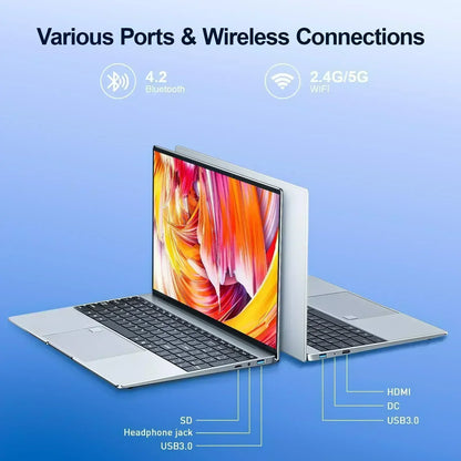 LENO 15.6"Portable Laptop 32GB DDR4 2TB SSD Intel N5095 Wntindows11 Notebook PC Gamer Office Computer with Backlit Fingerpri
