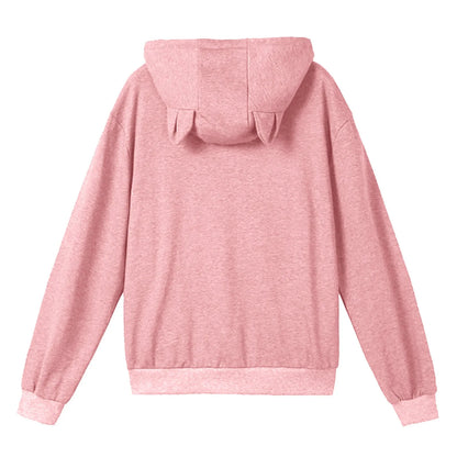 Hoodies For Teen Girls Women'S Solid Sport Casual Funny Cat Ear Zipper Mesh Large Pocket Hoodie 2000s Clothes Y2k