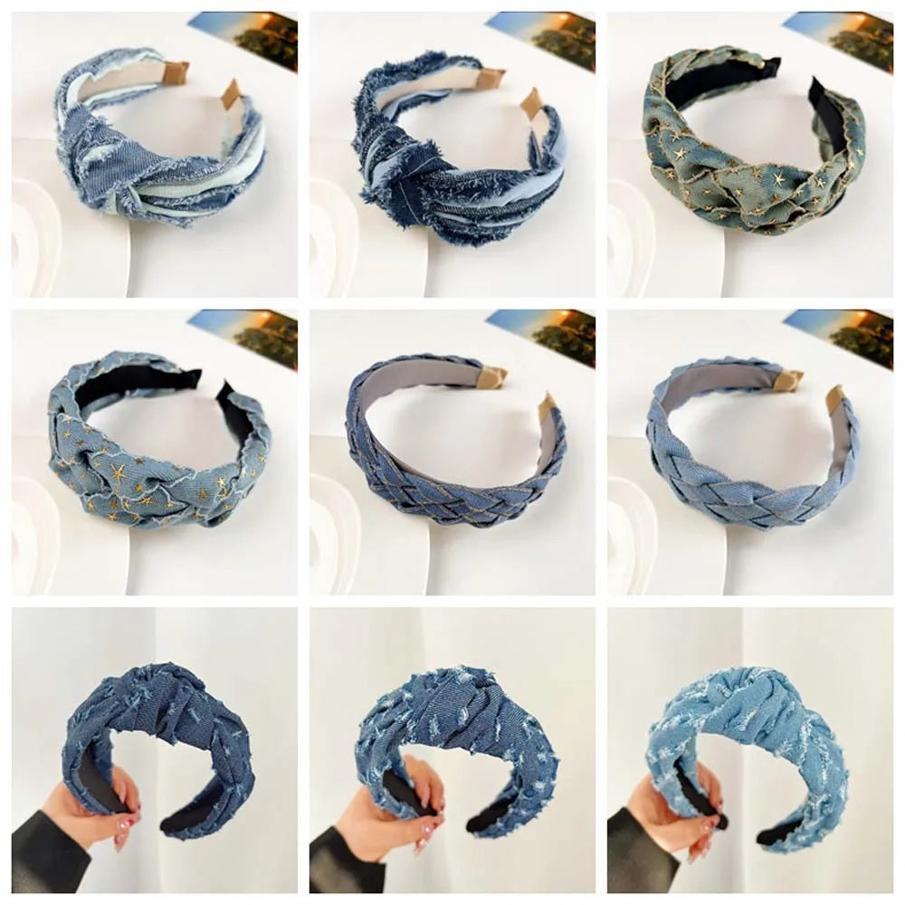 Denim tissu Cowboy bandeau Style coréen coiffure Denim noué bandeau chapeaux cheveux accessoires Cowboy bandes de cheveux