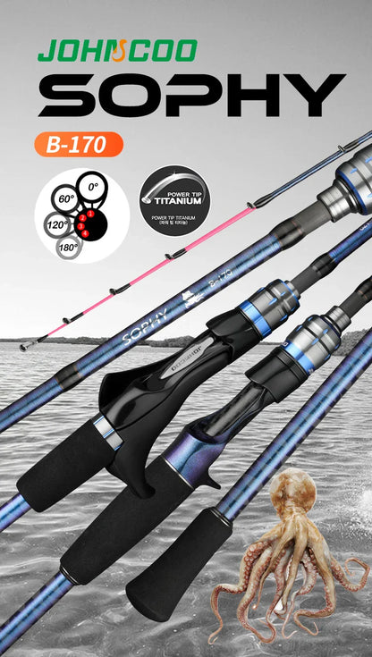 Johncoo canne à pointe en titane pour poulpe pour coulée canne à pêche 1.7m canne à pêche anneau en spirale canne à gabarits canne de bateau puissante