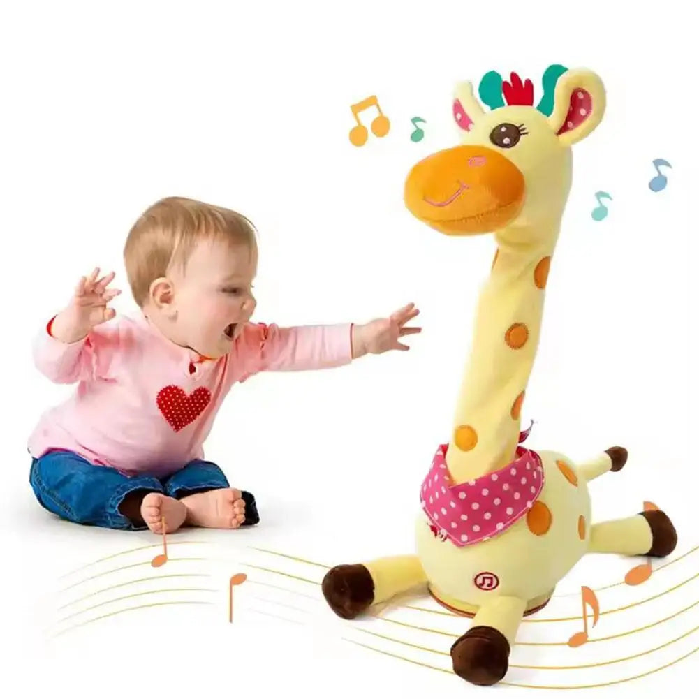 Electric Singing Dancing Giraffe Toy With Light & Voice Recording, Swing Motion Interactive Plush Animal For Kids Gift