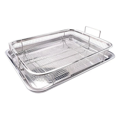 B82B-Air Fryer Basket For Oven,Stainless Steel Crisper Tray And Pan, Deluxe Air Fry In Your Oven, 4-Piece Set, For The Grill