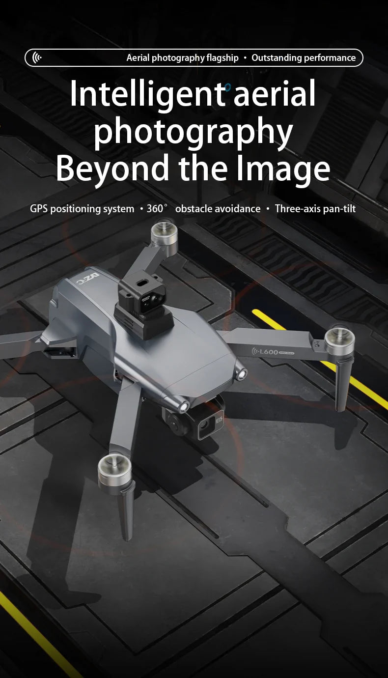 Drone professionnel L600-1 Pro MAX 4K avec caméra HD, GPS à cardan 3 axes, 360 °   Jouets pour évitement d'obstacles 5G WIFI RC Quadcopter