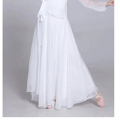 Costume de danse classique Ele, jupe blanche vaporeuse, costume de performance de fée, design Fene Dra, belle mythologie