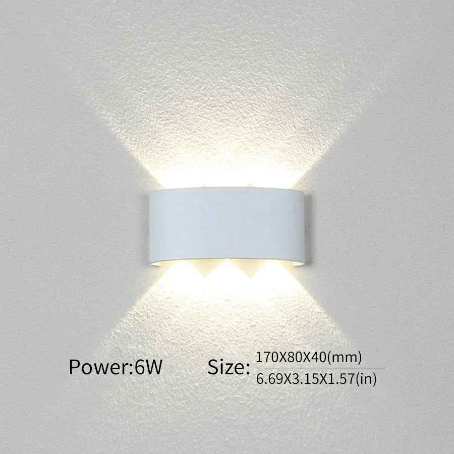 Mur LED lumière extérieure intérieure 2W 4W 6W 8W 10W AC85-265V haut vers le bas blanc noir lumière moderne pour maison jardin chambre couloir