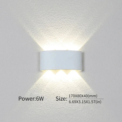 Mur LED lumière extérieure intérieure 2W 4W 6W 8W 10W AC85-265V haut vers le bas blanc noir lumière moderne pour maison jardin chambre couloir