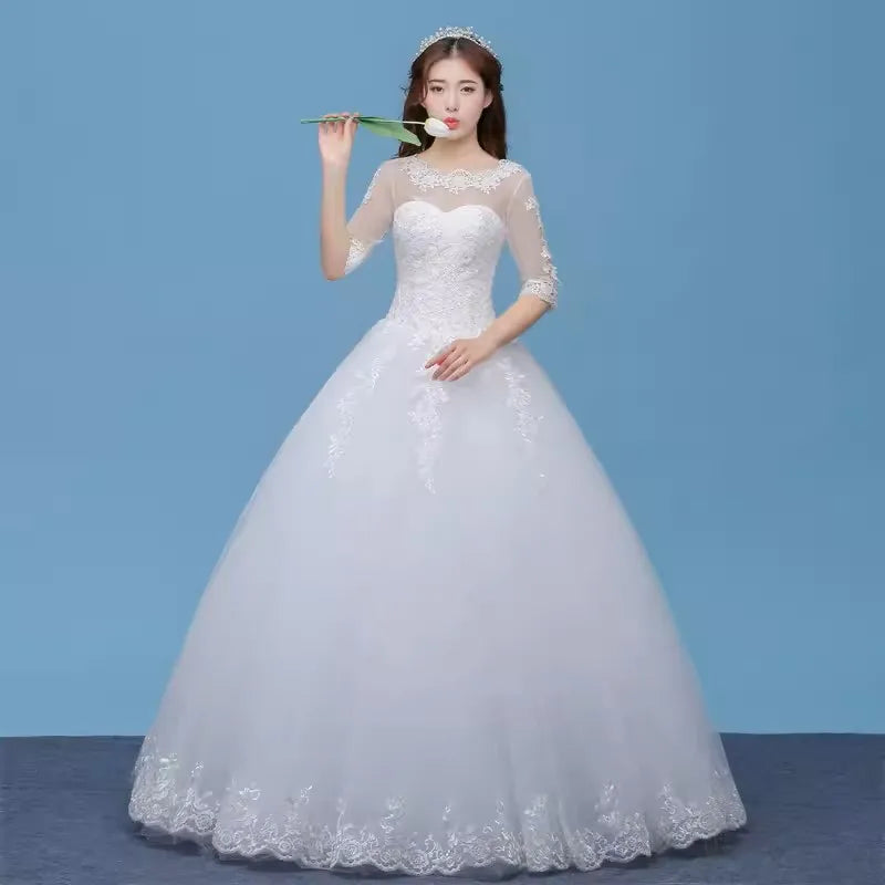 MDYS-A855#Robe de mariée coréenne à col rond et longueur au sol, nouvelle collection été 2024, vente en gros, à bas prix, sur mesure, grande taille, en provenance de Chine