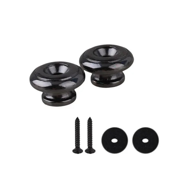 Serrures de sangle de guitare en cuivre chromé, 2 pièces, têtes de champignons, basse, broches, boutons de boucle de ceinture, argent/noir/argent, nouveau