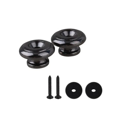 Serrures de sangle de guitare en cuivre chromé, 2 pièces, têtes de champignons, basse, broches, boutons de boucle de ceinture, argent/noir/argent, nouveau