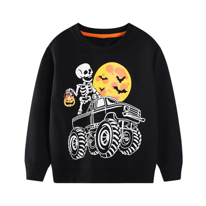 Little maven Kids Clothes Halloween Noctilucent Skull Pumpkin Boys Long Sleeve Tops for Kids Casual Sweatshirts Children Shirts