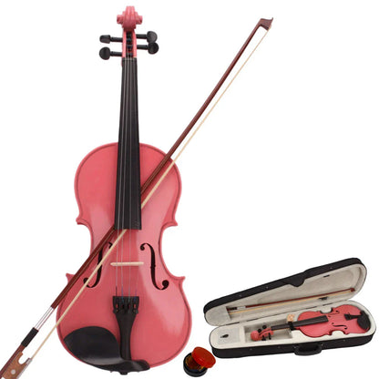 Nouveau Violon acoustique 1/4 avec étui, colophane rose