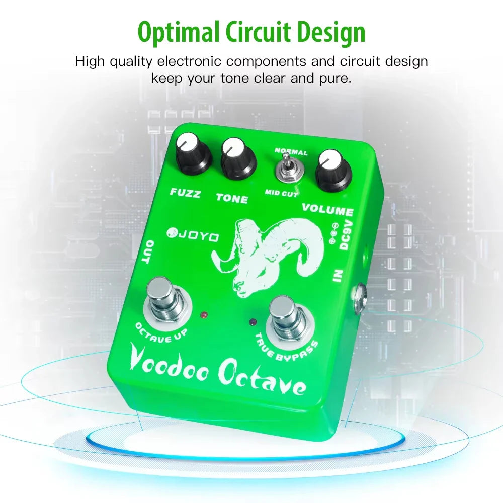 JOYO JF-12 Voodoo Octave Fuzz pédale d'effet guitare à la distorsion et effet octave véritable contournement guitare électrique pédale de basse