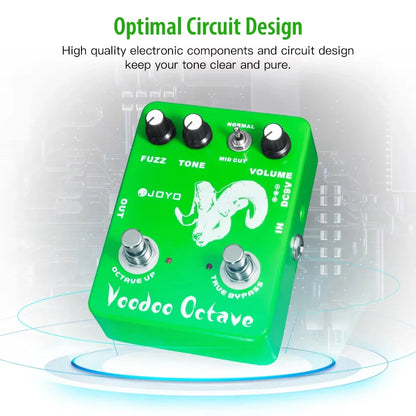 JOYO JF-12 Voodoo Octave Fuzz pédale d'effet guitare à la distorsion et effet octave véritable contournement guitare électrique pédale de basse