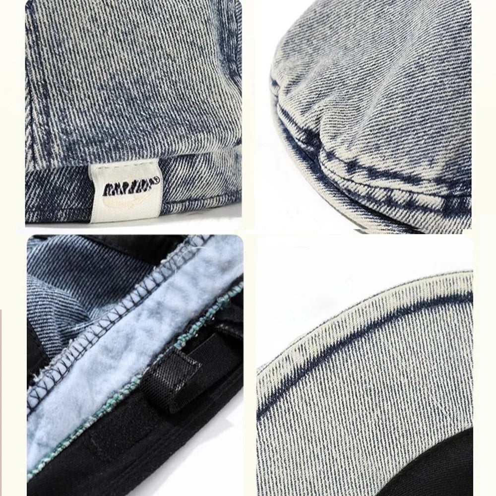 Béret de Cowboy en Denim pour femmes, chapeau de journal britannique décontracté, casquette flatcap, accessoire de mode