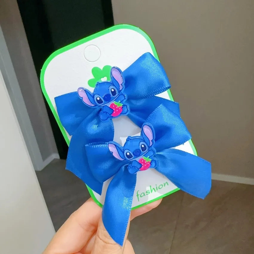 New Stitch Half Pack Fabric Bow Small Hair Clip Cute Cartoon Press Clip Female Children's Hair Accessories Shattered Hair Clip
