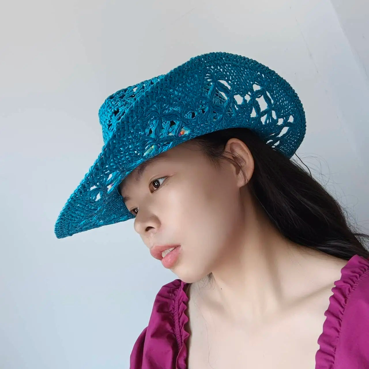 The latest Cowboy hat rose red retro straw hat 2023 new men's and women's jazz Cowboy hat straw hat sun hat summer hat sombrero