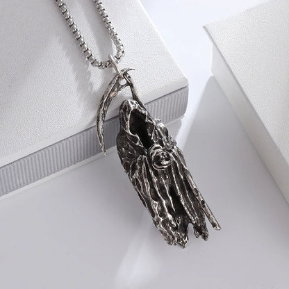 Hell Death Scythe Necklace Pendant Gothic Mysterious Devil Necklace Men's Personality Punk Retro Halloween Trend Jewelry