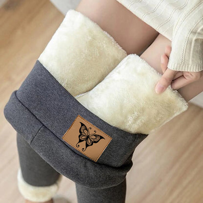 Leggings d'hiver doublés de velours pour femmes, pantalons chauds, taille haute, monochromatique, confortable, extensible, thermique, grande taille, sourire