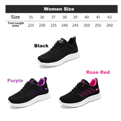 Oulylan Summer Soft Sole Running Shoes Ladies Casual Solid Color Antislip Footwear Outdoor Lace Up Mesh Breathable Sneakers