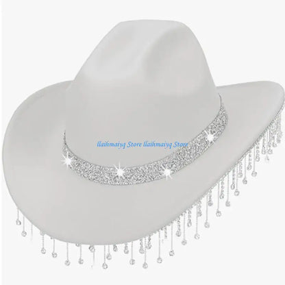 Casquette Cowboy avec pompons en chapeau Cowgirl occidental pour femmes filles, accessoires Photo, 573B