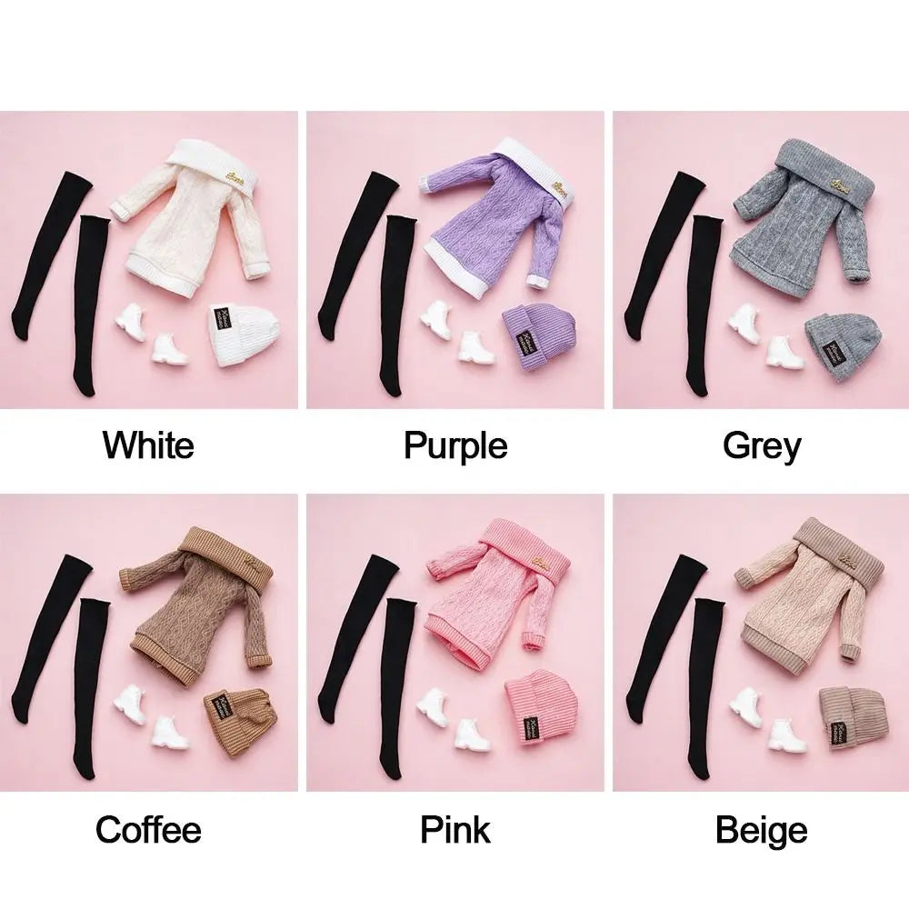 For 1/6 Doll Clothes 29~32cm Doll Plush Coat Skirt Doll Winter Dress Girl Coat Handmade Casual Wear Set Doll Accessories Gift