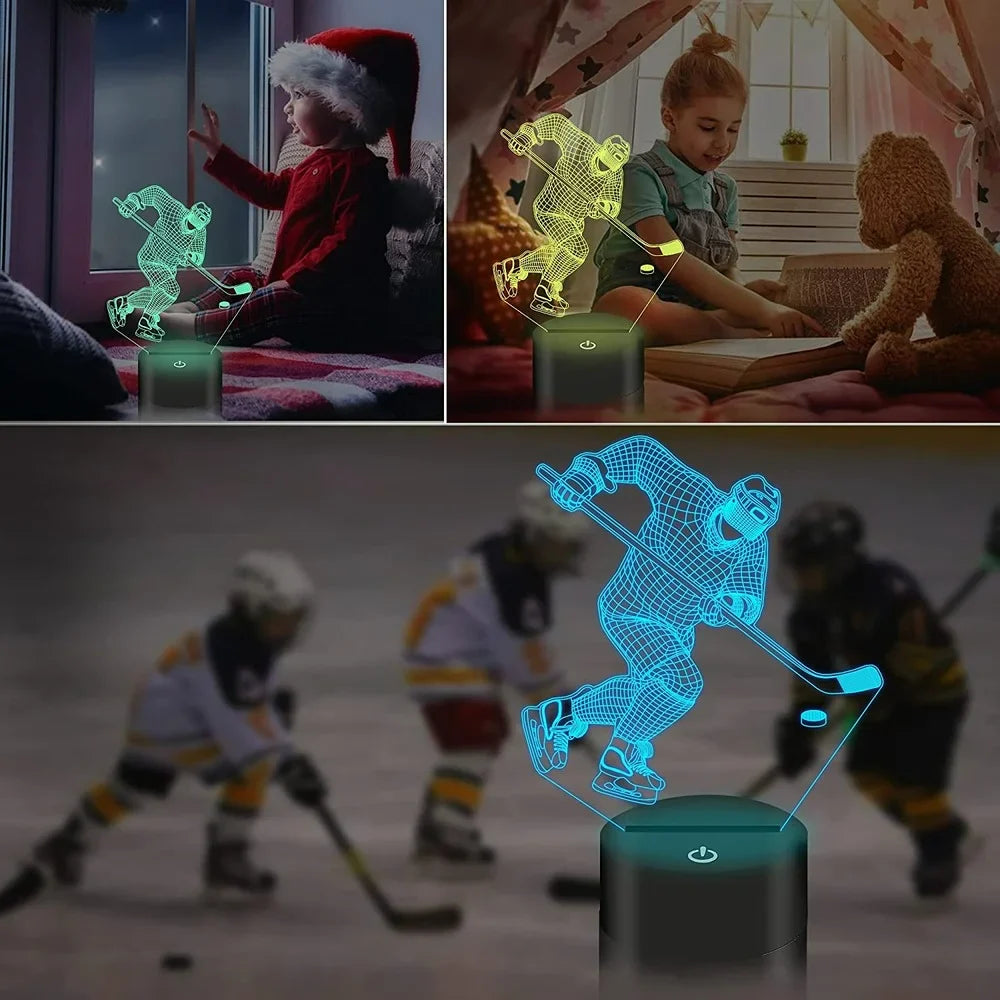 Nighdn Hockey Night Light 3D Illusion Lamp for Boys Room Decor Bedside Table Lamps for Kids Sport Fans Birthday Christmas Gifts